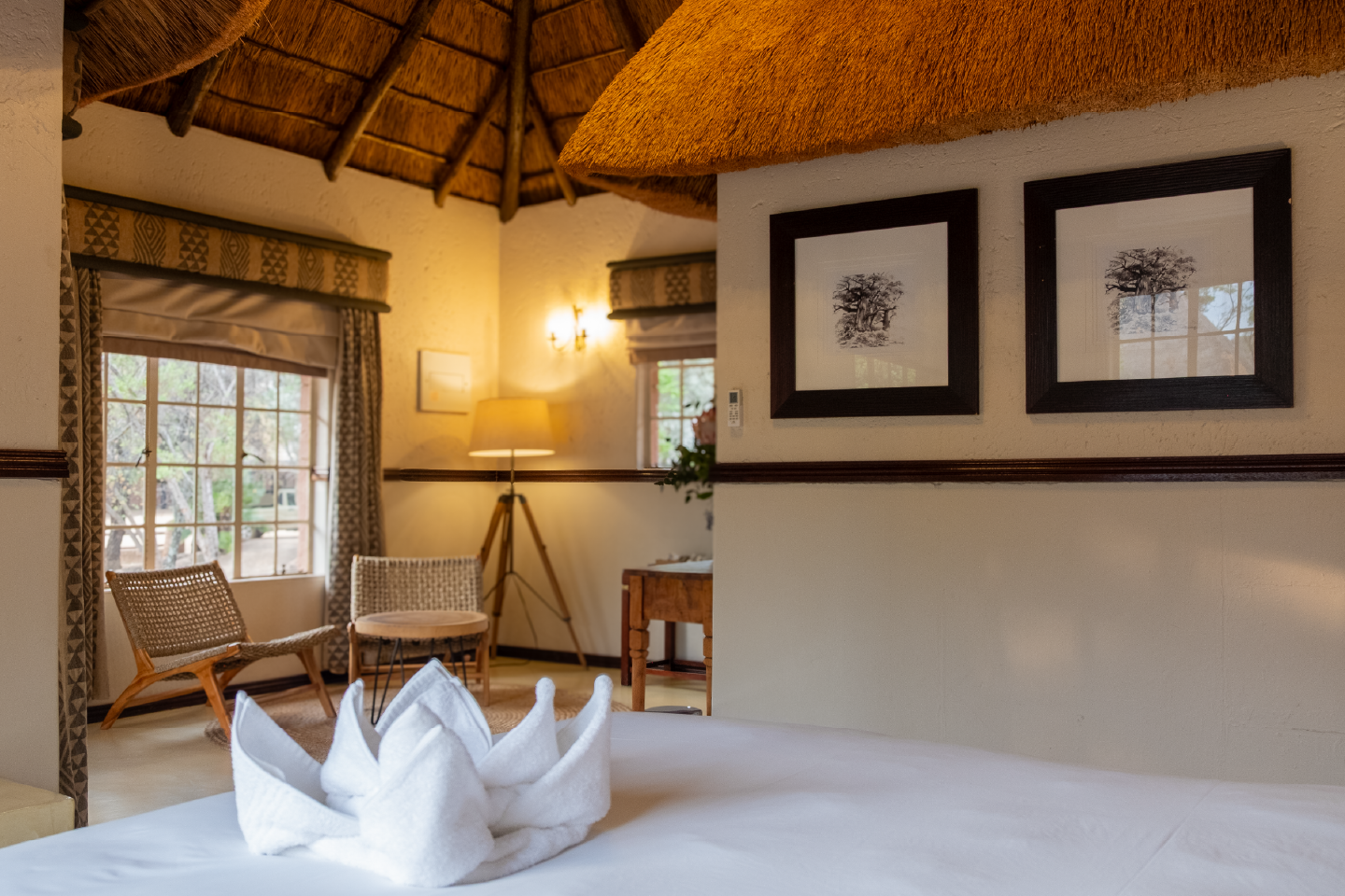 Lush grounds with hill views and trickling streams at Mountain Lodge, Zebra Nature Reserve