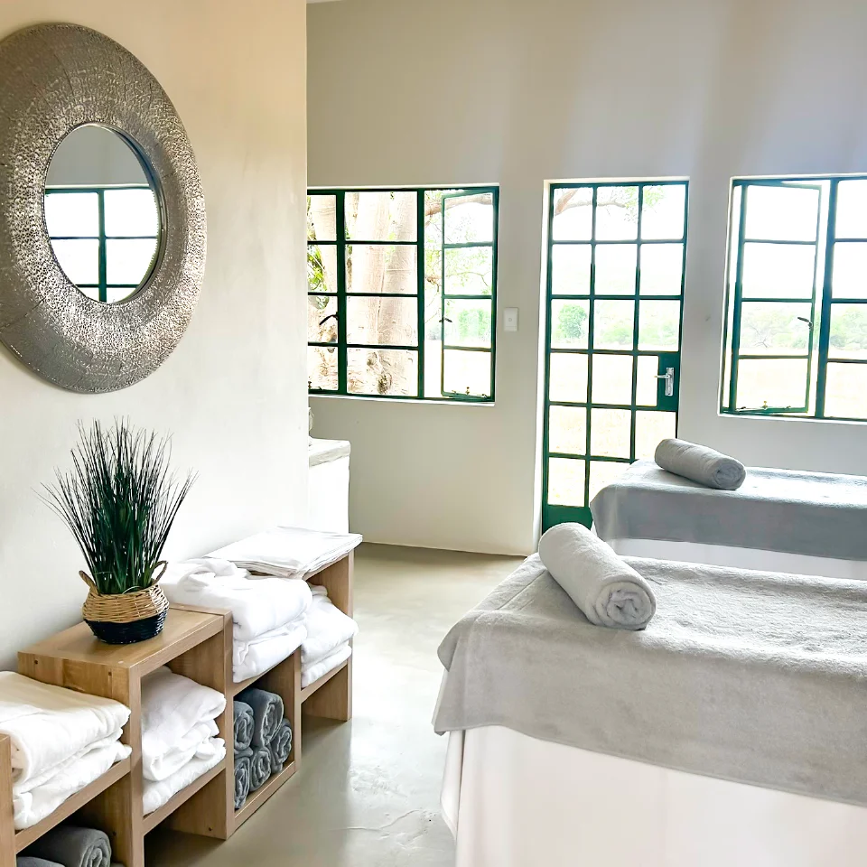 Tranquil spa treatment room at Zebra Nature Reserve Spa.