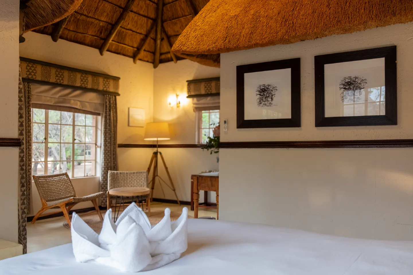 Lush grounds with hill views and trickling streams at Mountain Lodge, Zebra Nature Reserve