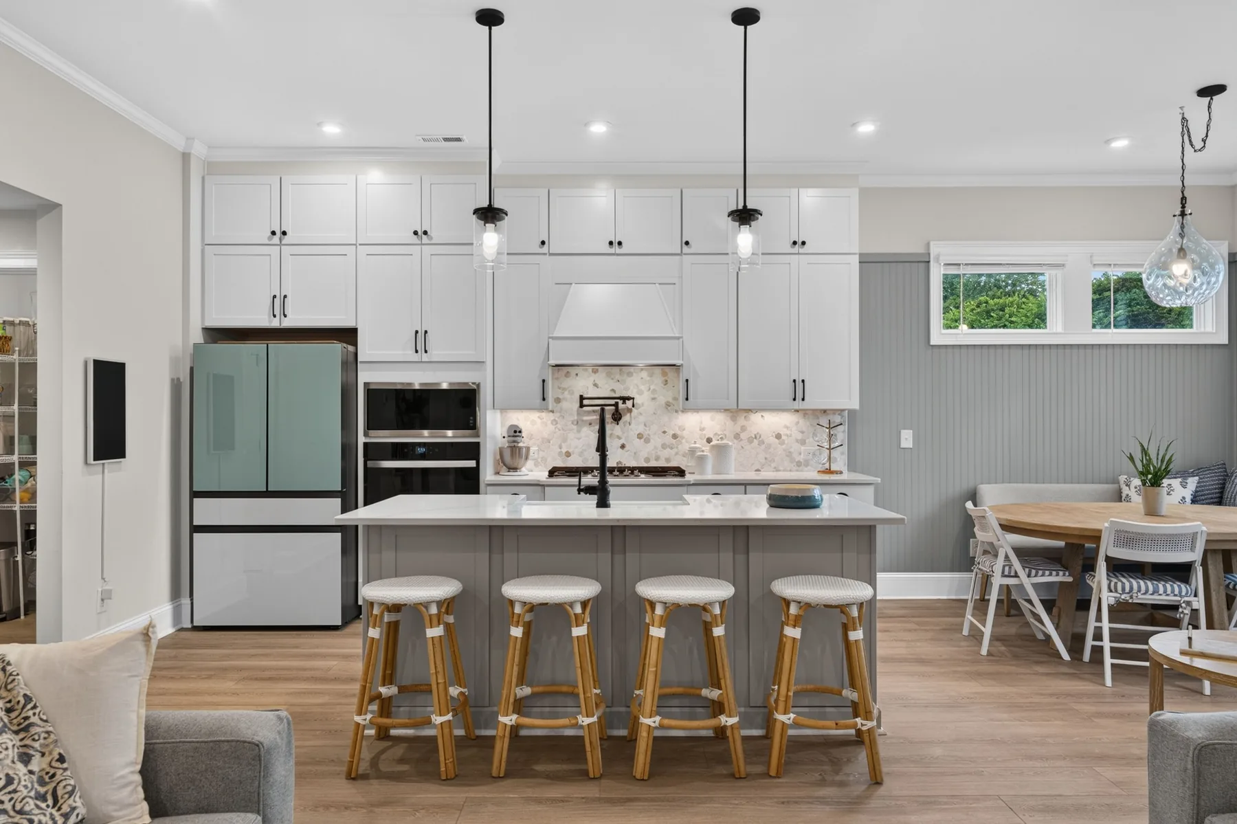 Kitchen and dining area photographed in a Wake Forest home