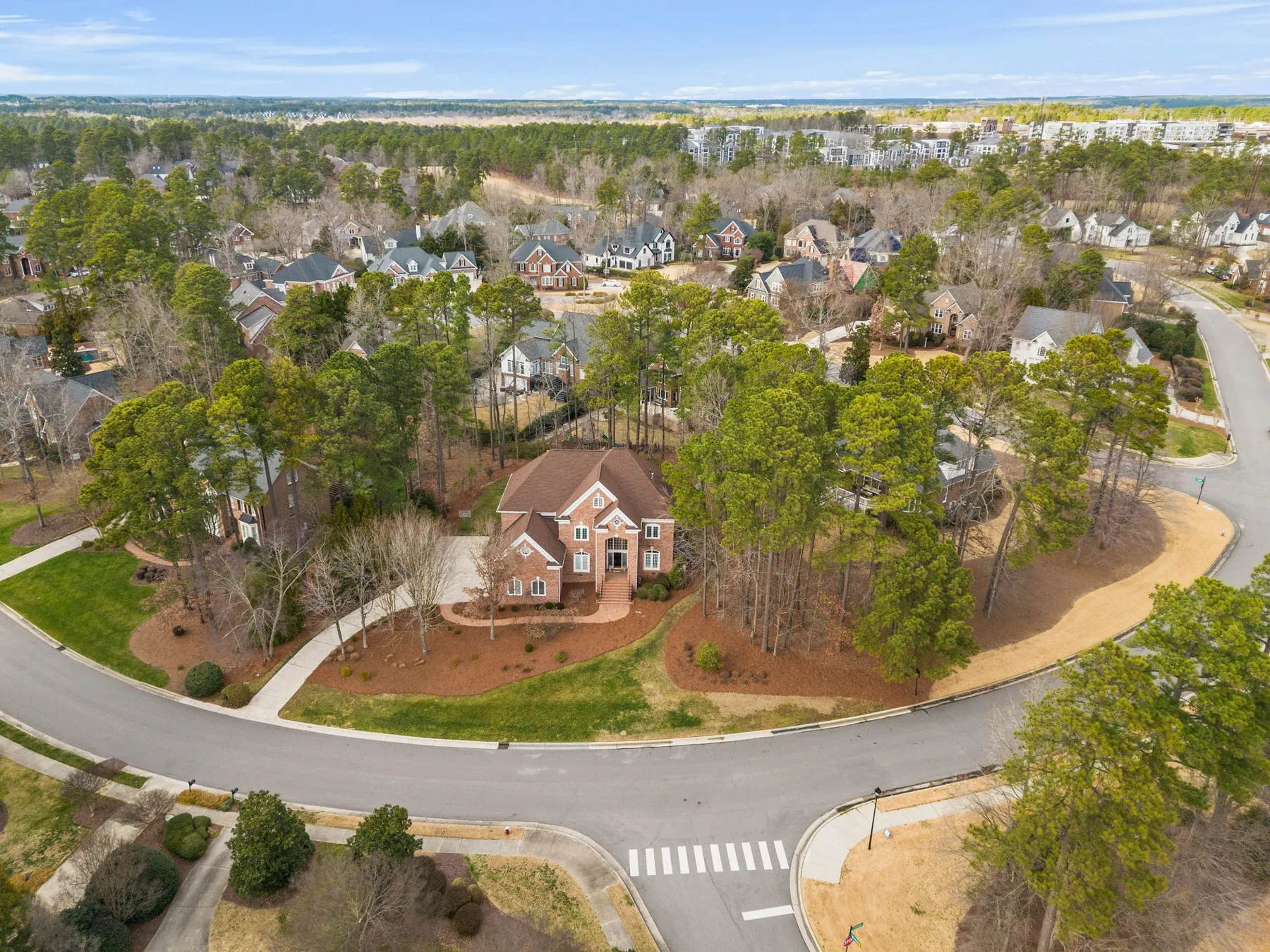 Aerial view of a Morrisville, NC residential neighborhood