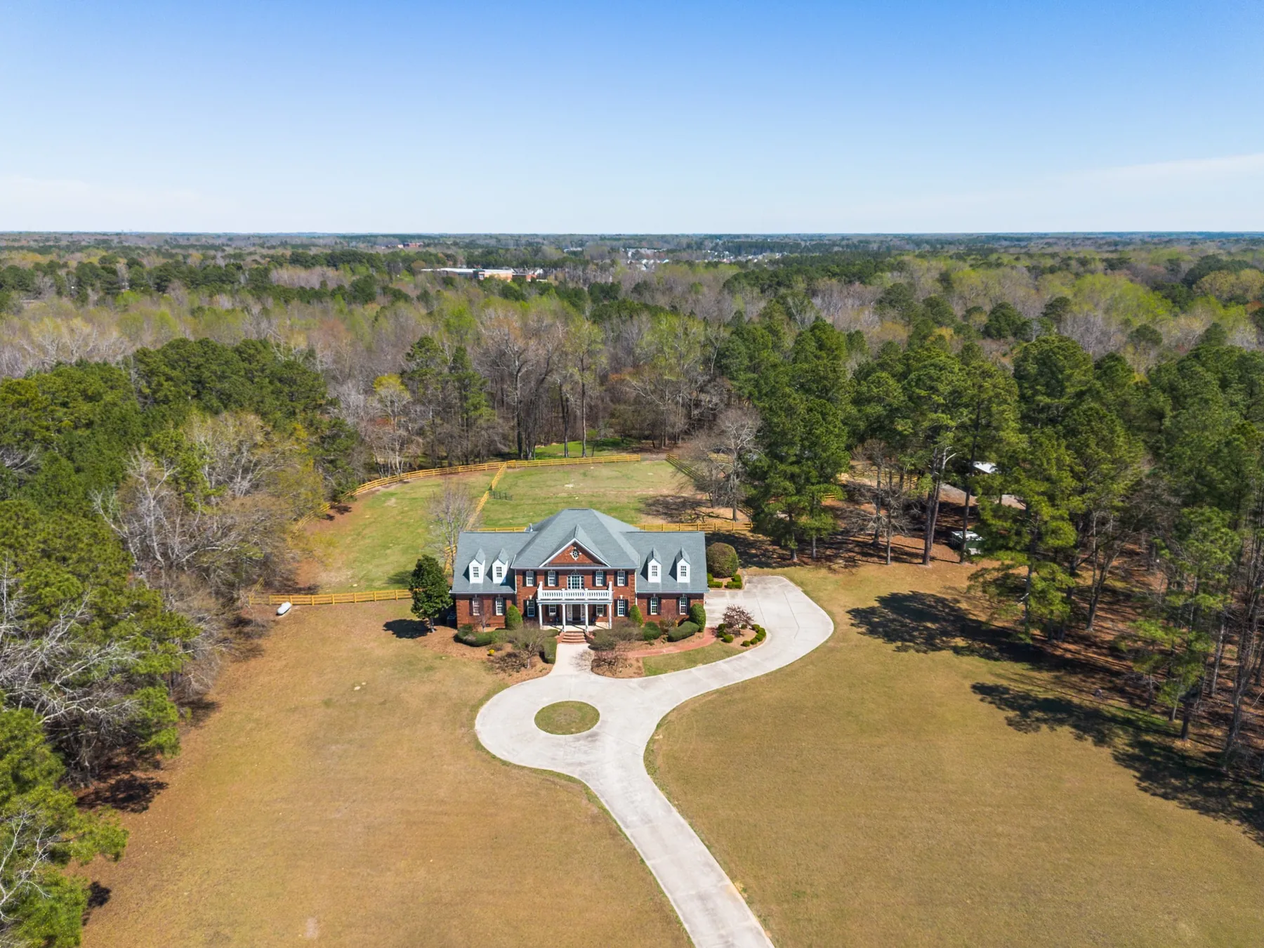 Aerial view of a large residential property in Fuquay-Varina, NC