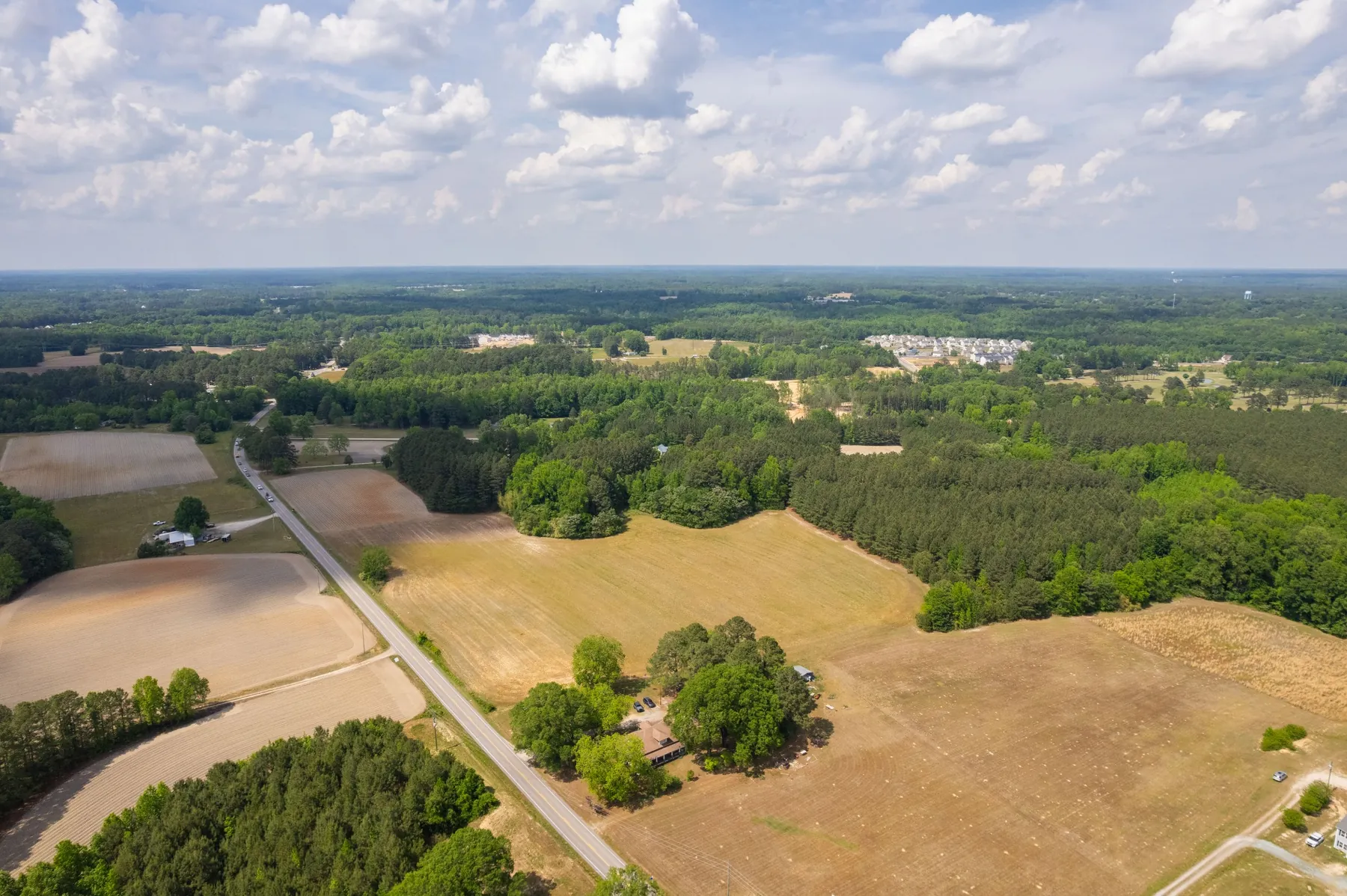 Aerial view of rural landscape near Wendell, NC