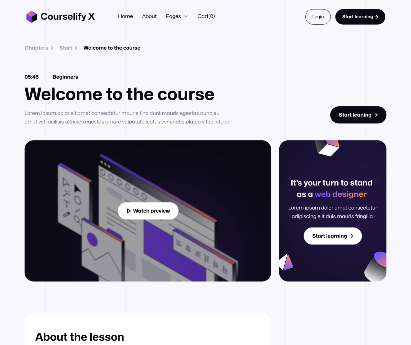 Courselify X - Lesson Single Page - Course Webflow Template