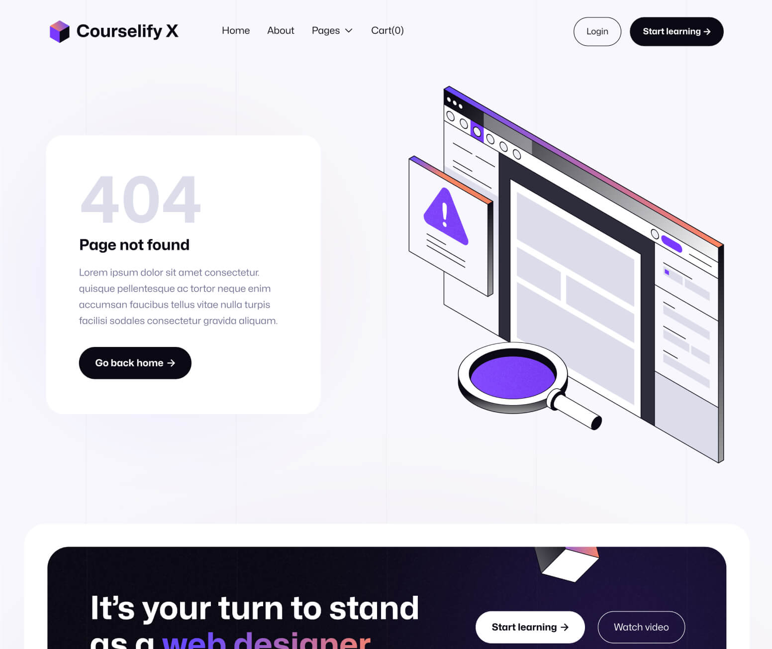 Courselify X - 404 Not Found Page - Course Webflow Template
