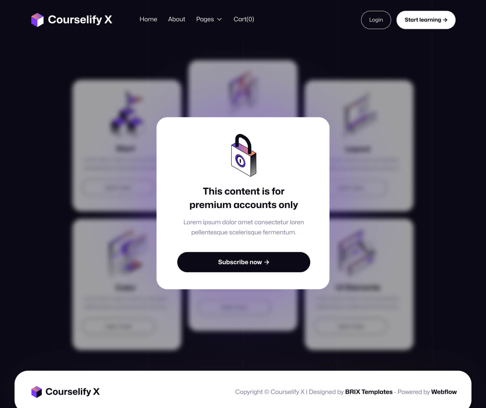 Courselify X - Access Denied Page - Course Webflow Template