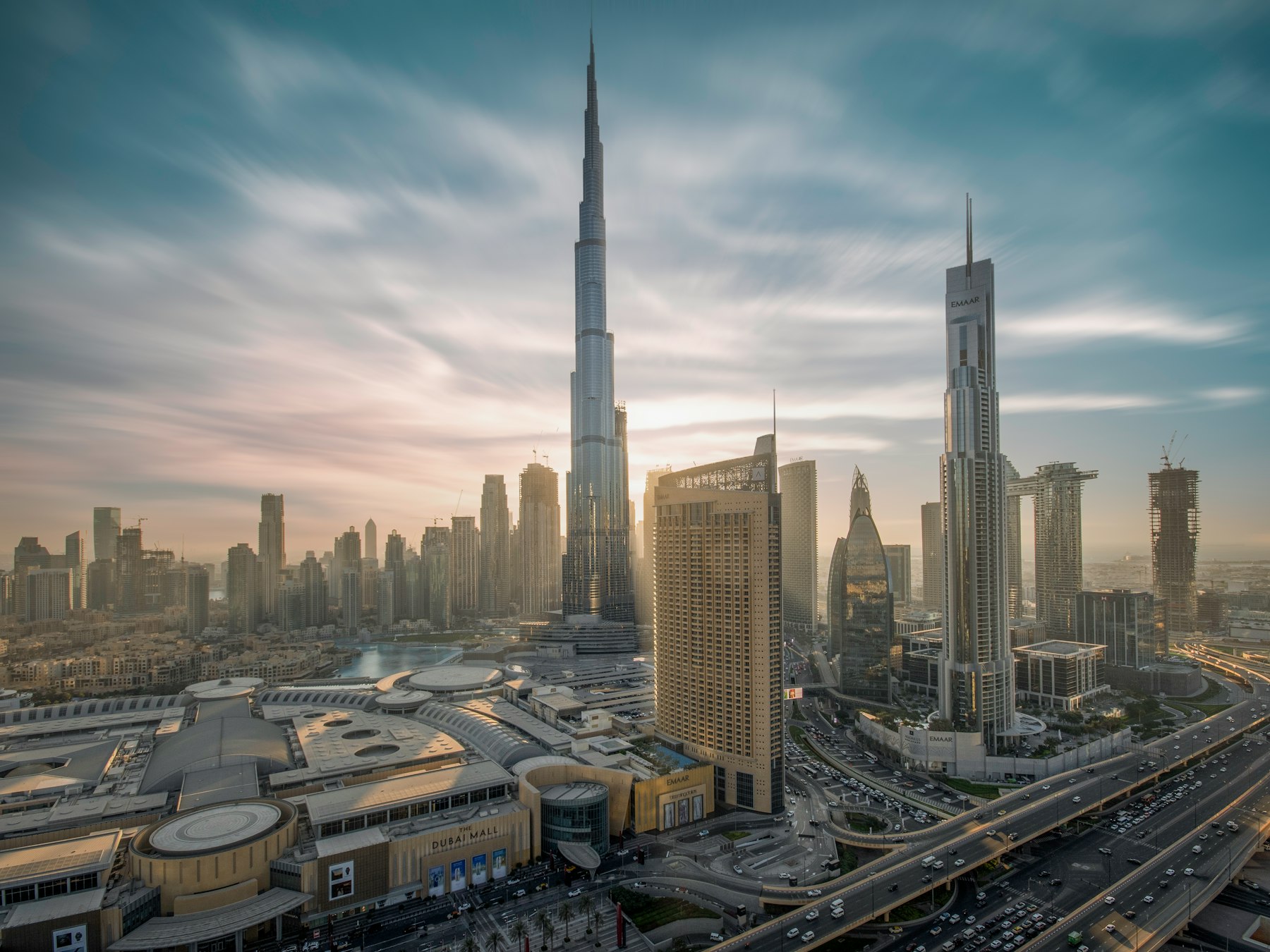 Dubai skyline with tall office towers