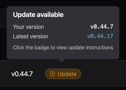Version Update Tooltip