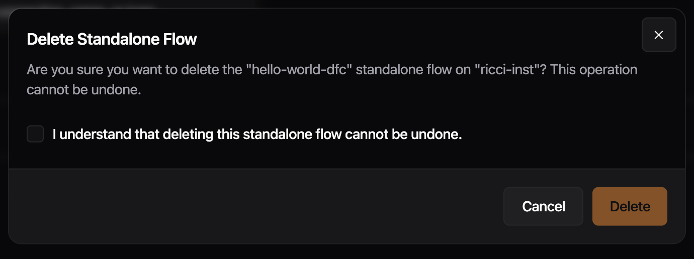 Delete dialog with instance name