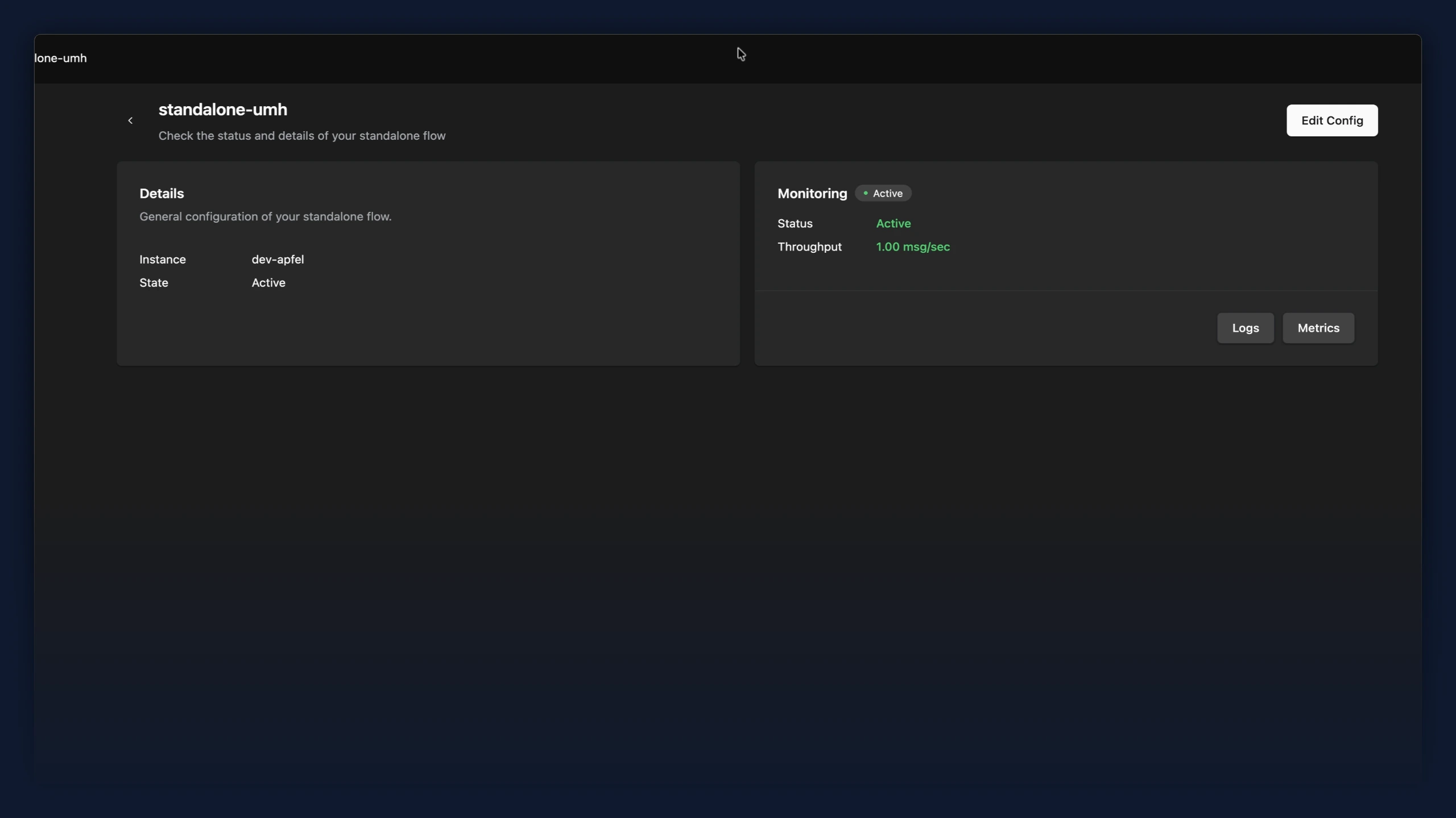 Standalone flow overview page