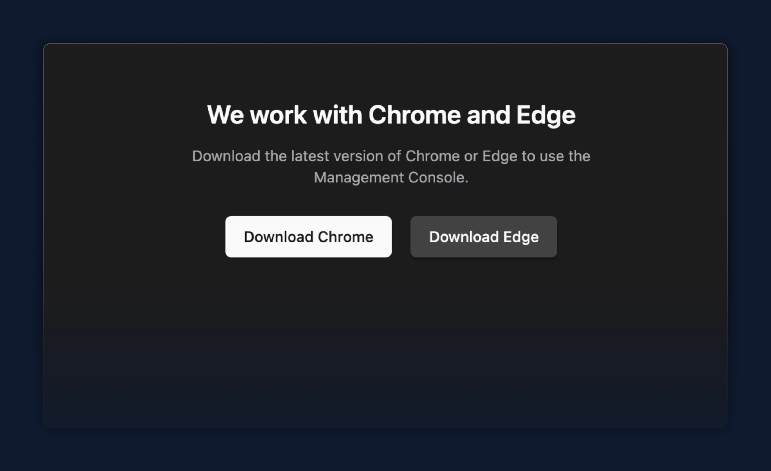 Unsupported browser page
