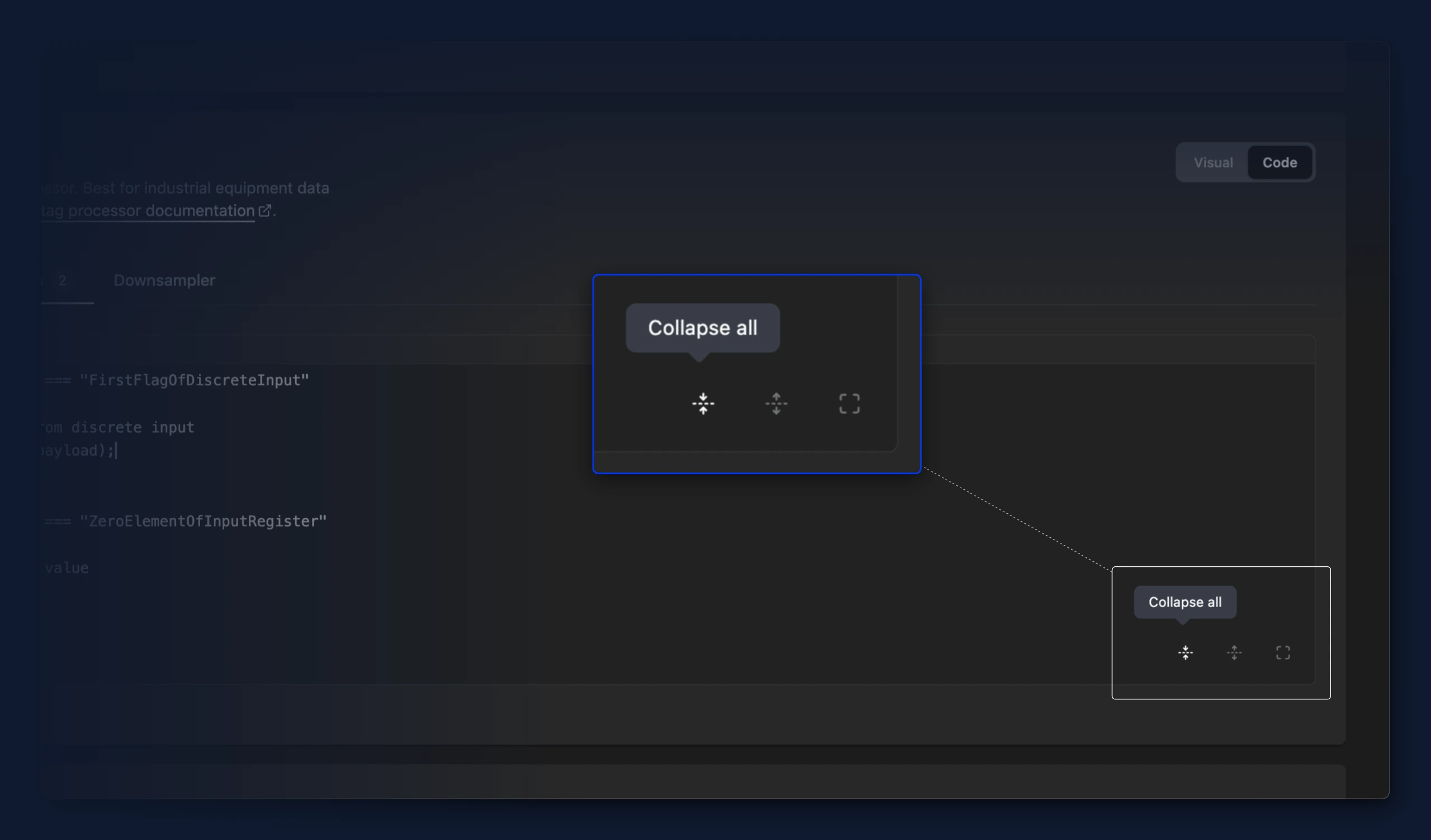 Code Editor button group