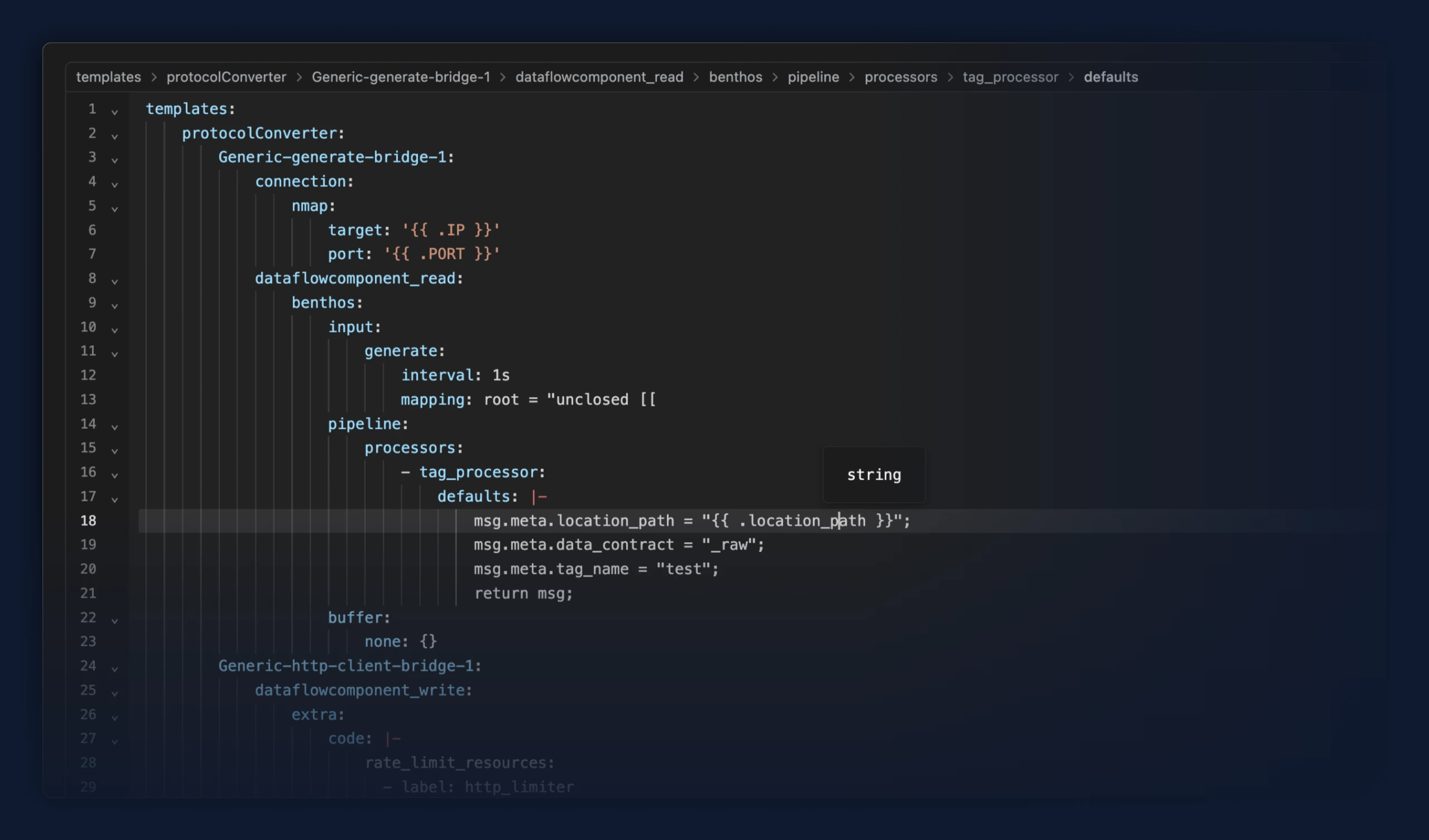 Code Editor breadcrumb bar
