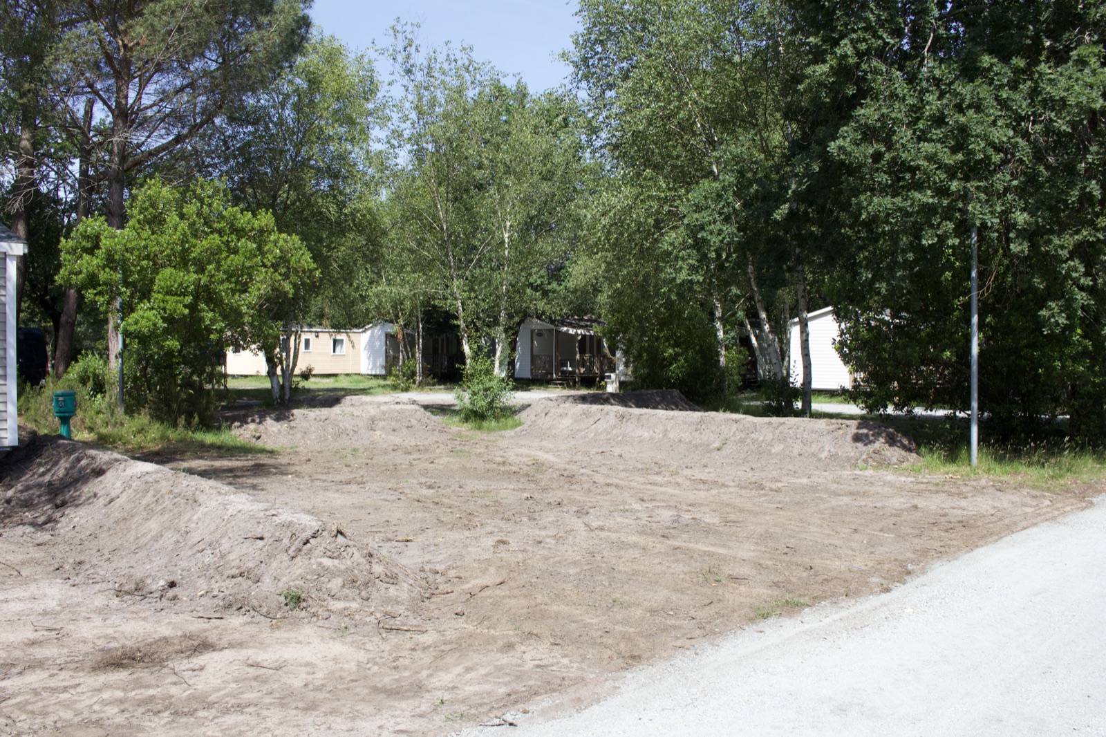 Emplacement de camping ombragé sous les pins