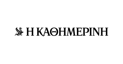 Greek text logo of H Καθημερινή with a small mythological creature emblem on white background.