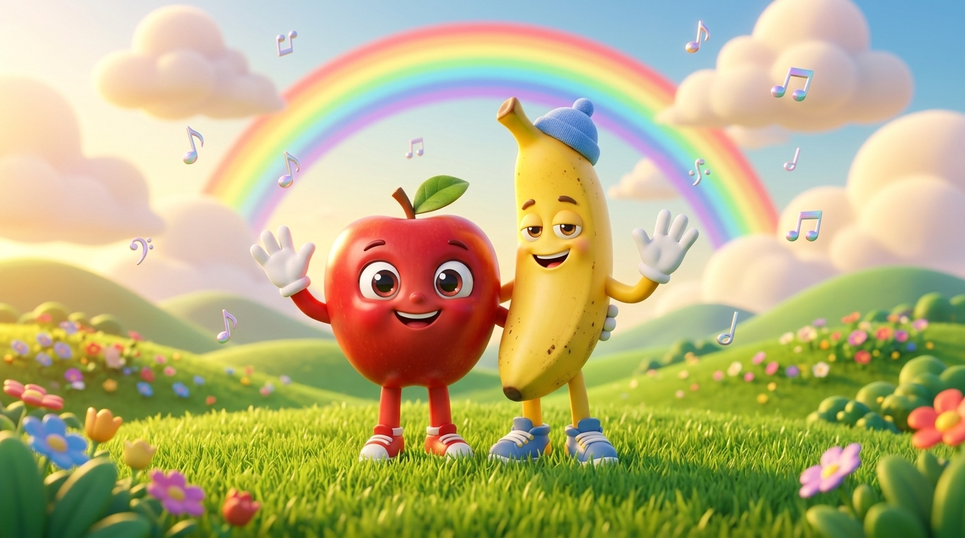 Manzi y Bana, personajes de ManzanaBanana canciones infantiles
