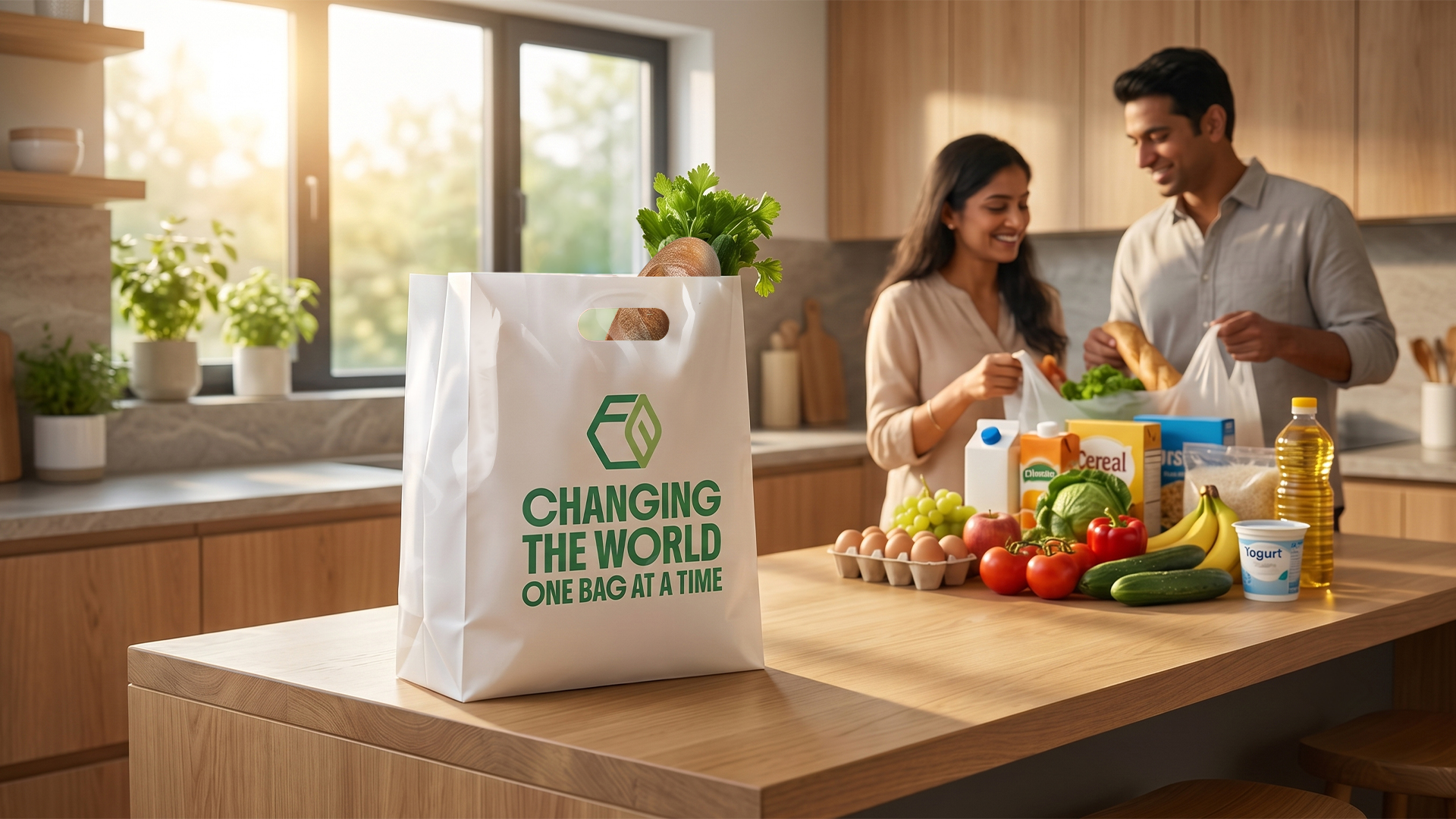 Certified compostable bags for home shopping