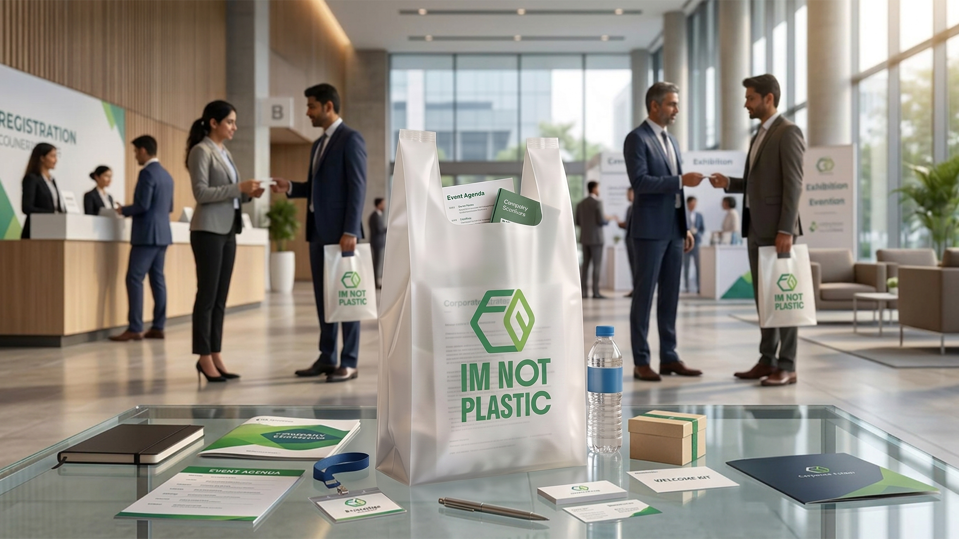 Certified compostable carry bags for corporate events