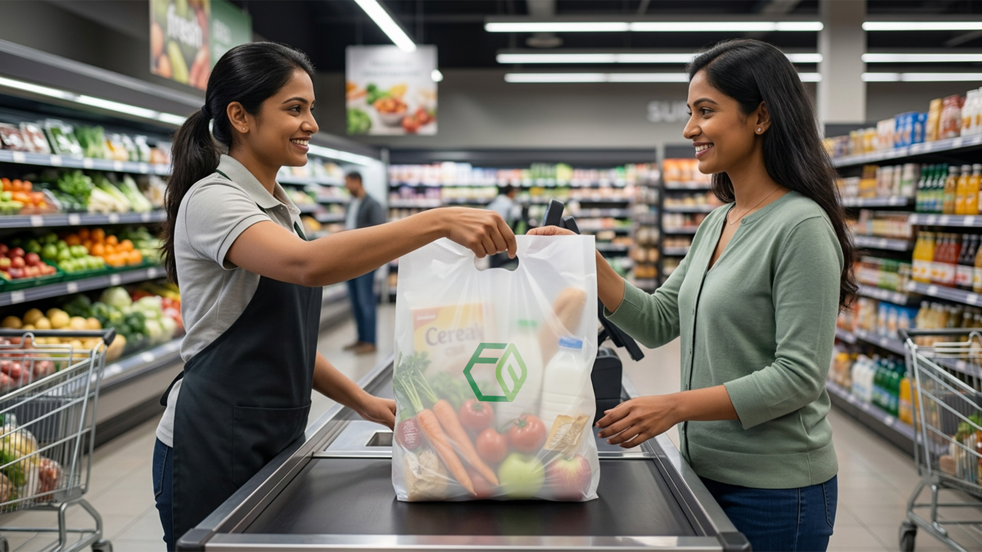 Supermarket and general retail compostable carry bags