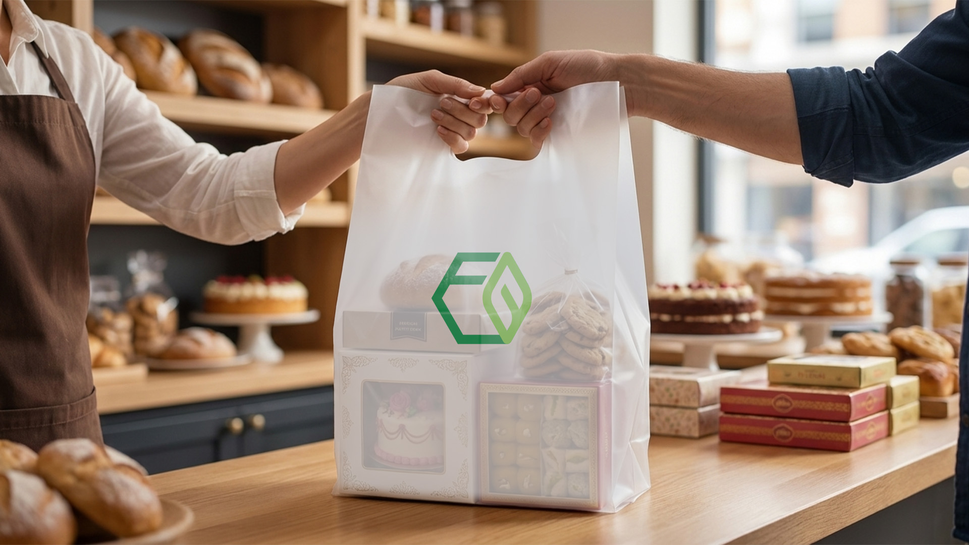 Bakery and sweet shop compostable carry bags