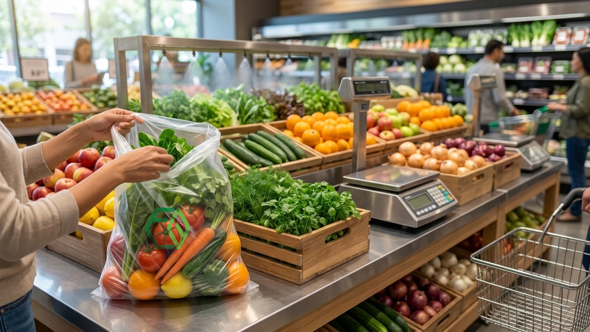 Supermarkets and grocery stores compostable produce bags
