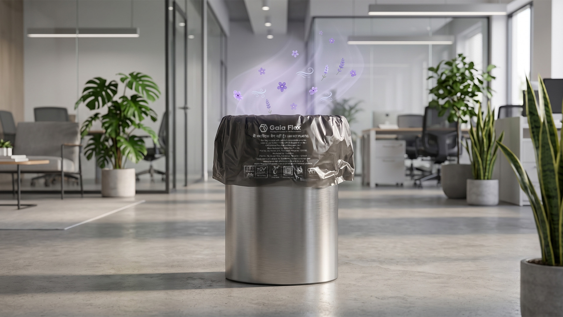 Offices and corporate facilities customizable scented compostable bags