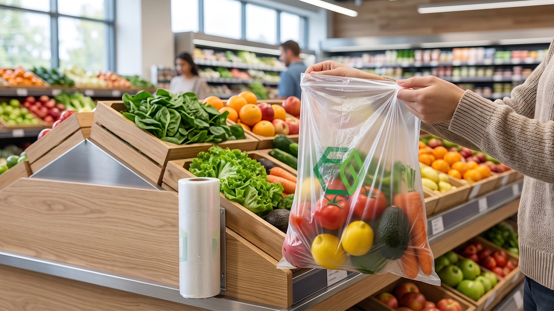 Supermarkets and grocery stores compostable produce bags