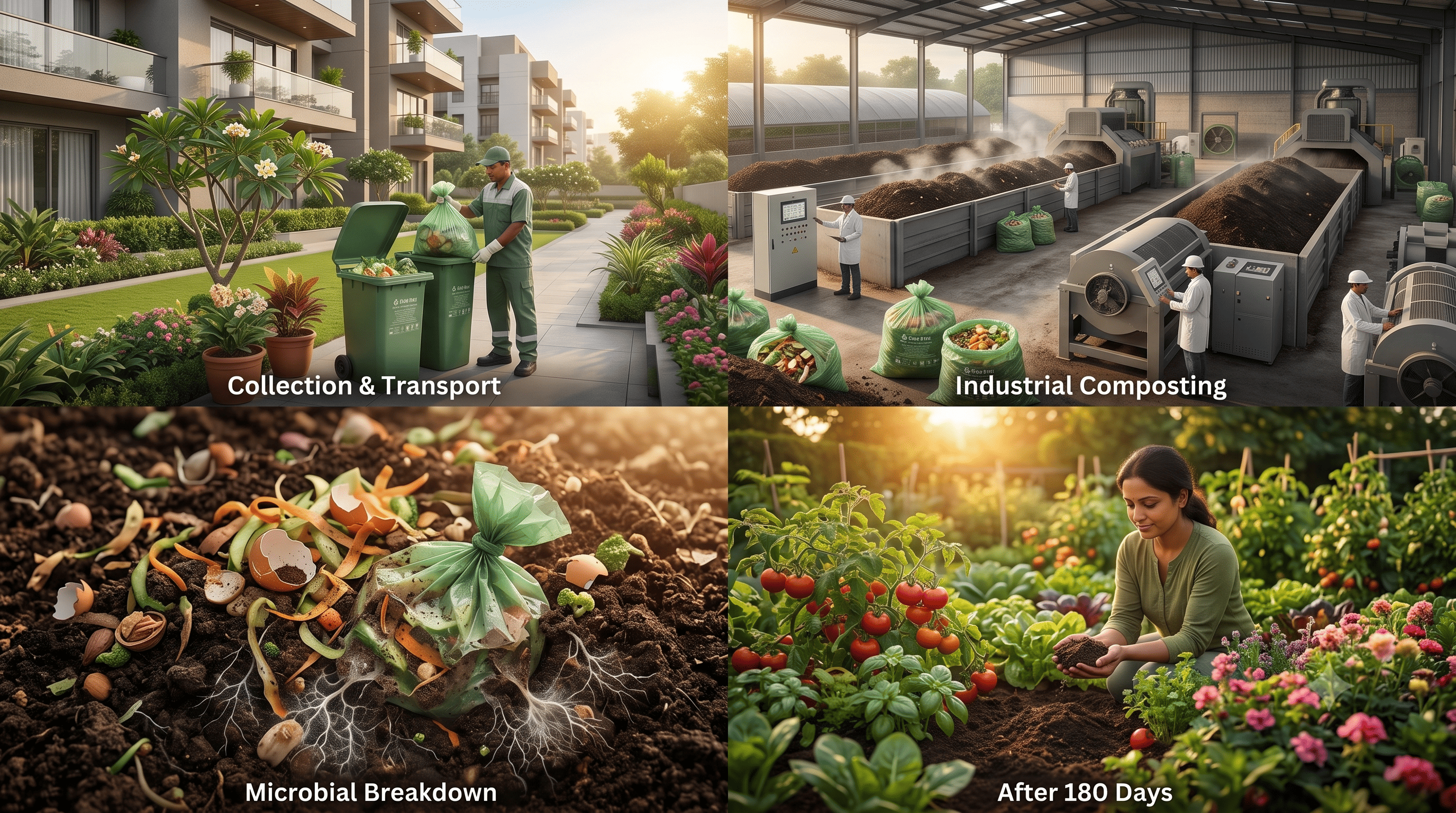 Steps in the compostable bag journey