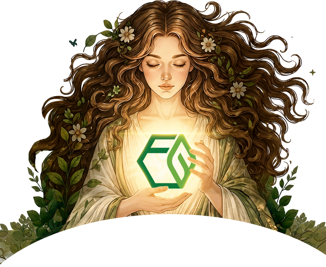 Gaia goddess surrounded by flowers