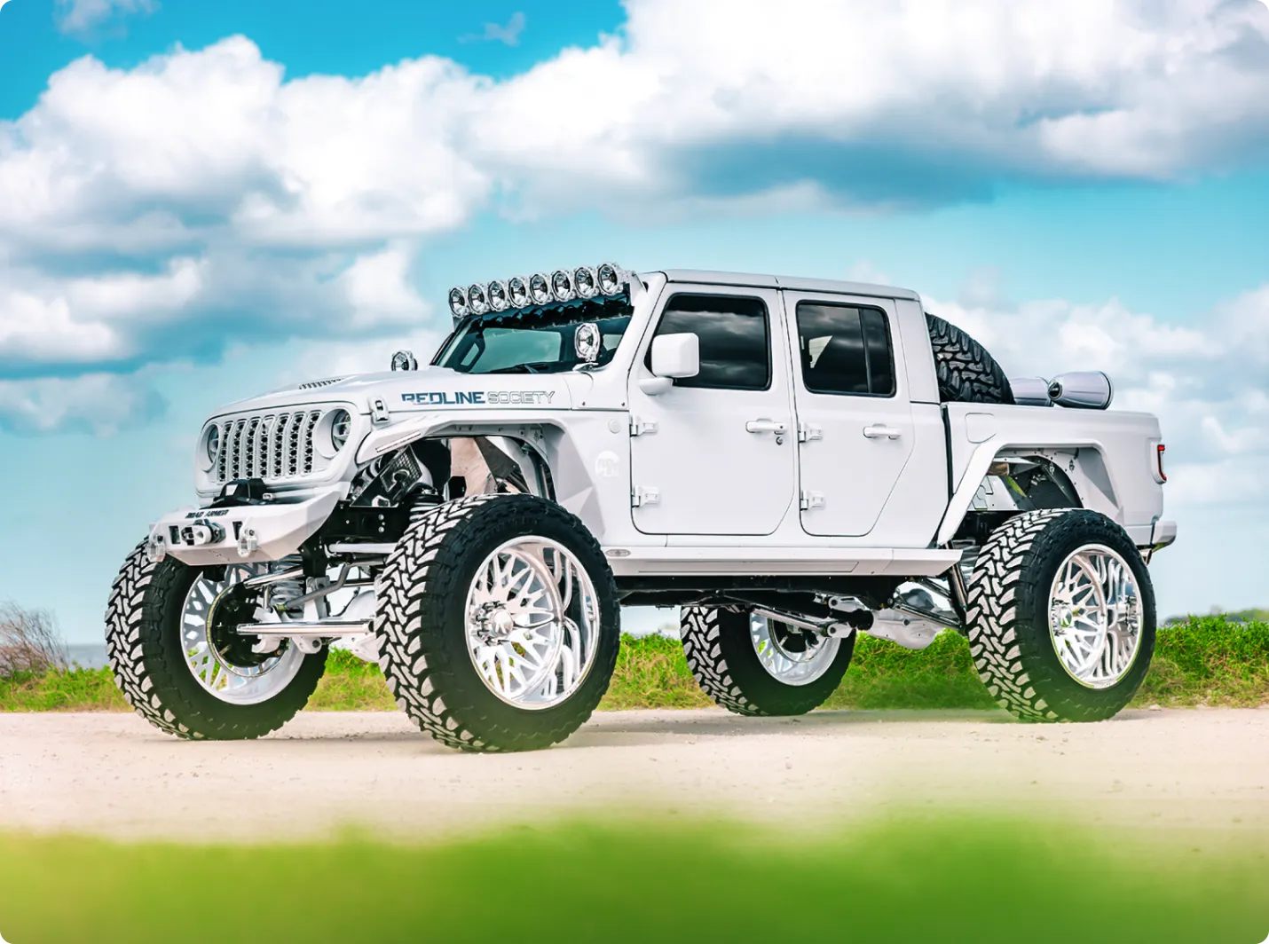 Custom truck build with suspension lift and wheel upgrade