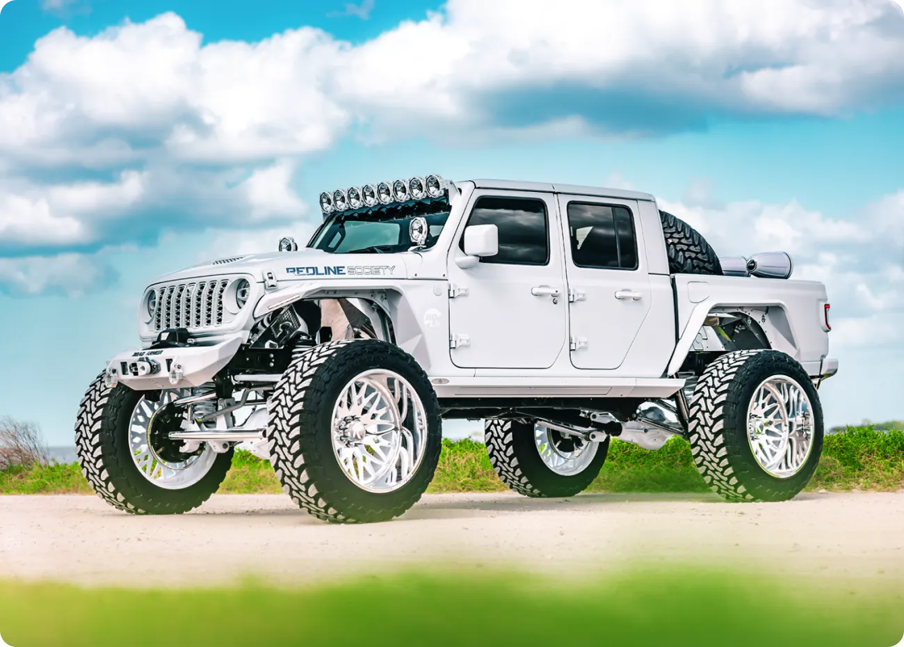 Custom truck build with aftermarket wheels and accessories