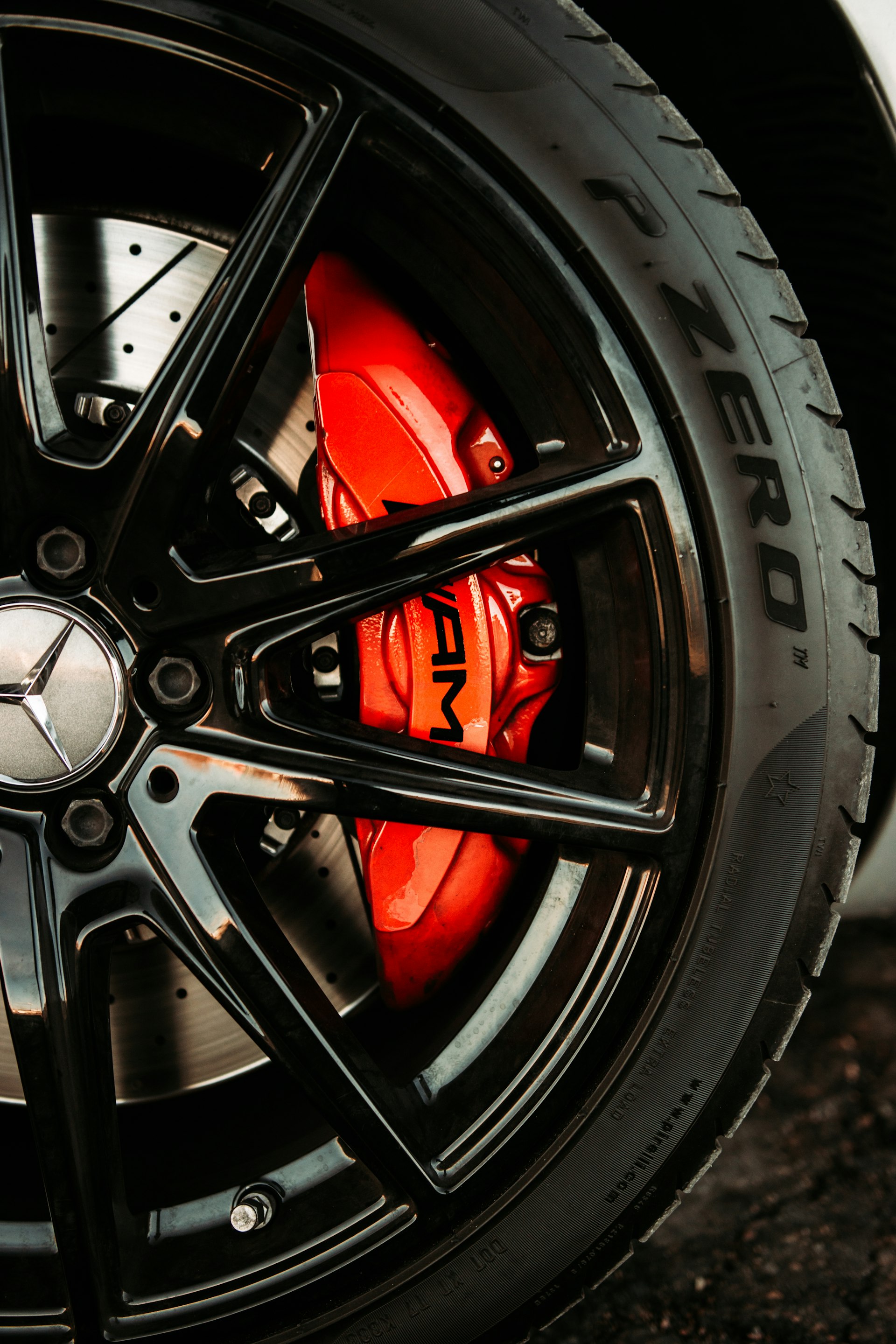 Close-up of wheel alignment adjustment