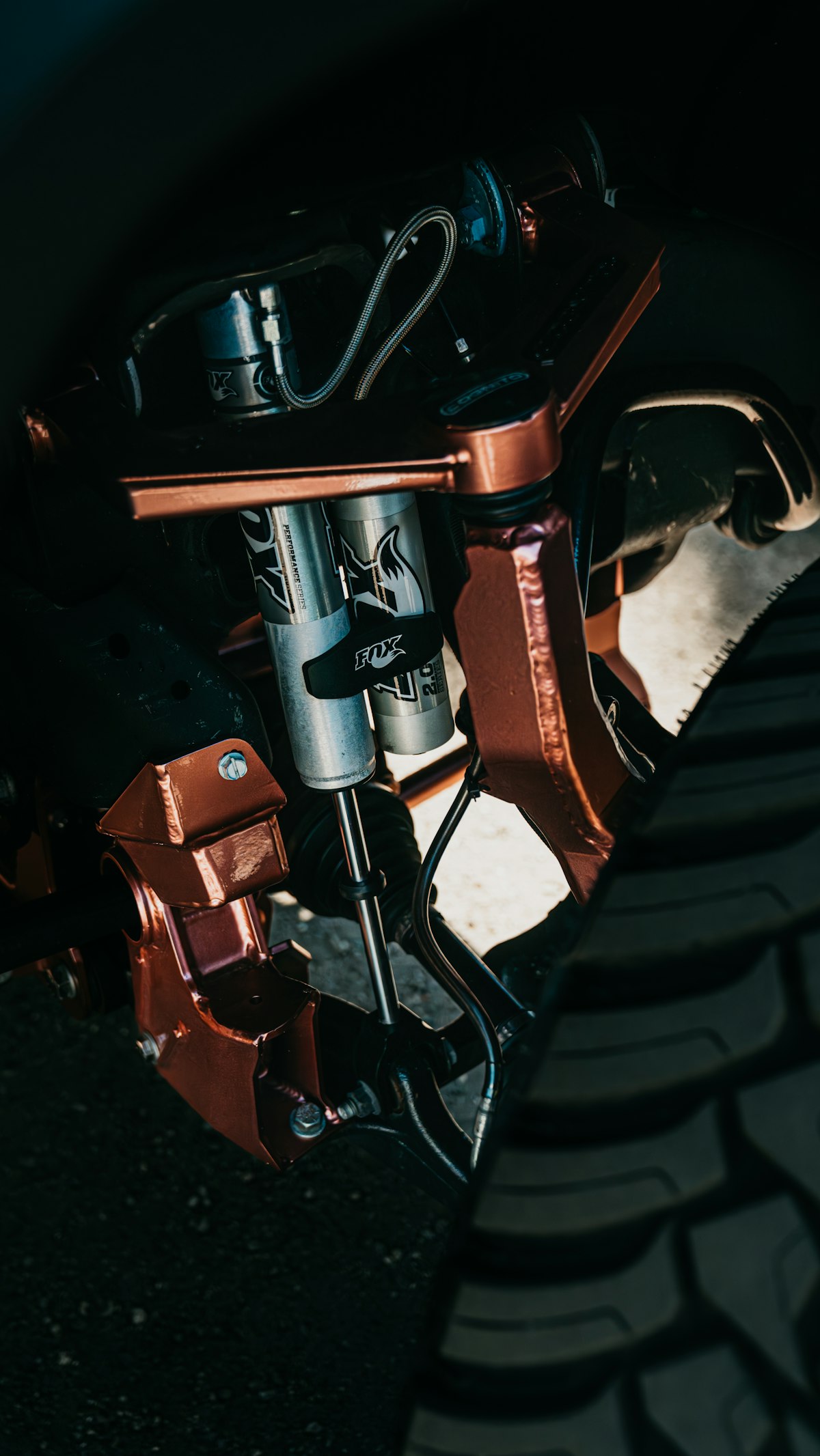 Detailed view of truck suspension components
