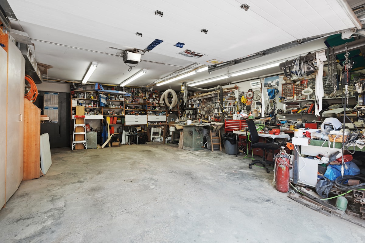 Professional garage with tools and equipment