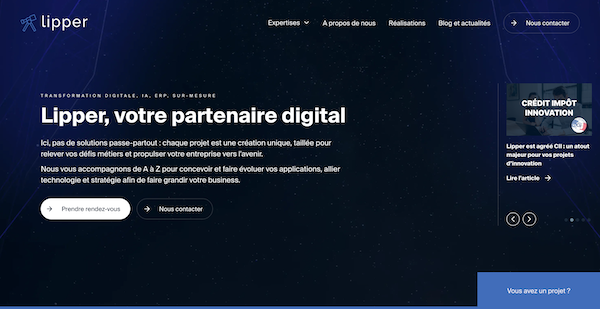 projet de site réalisé pour lipper