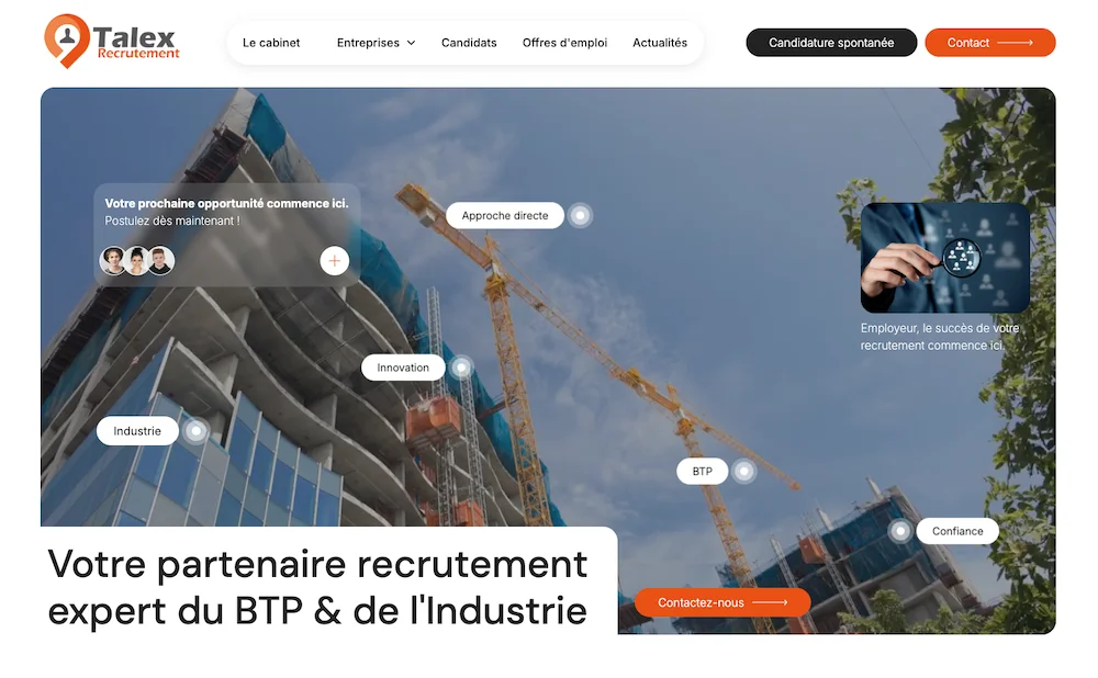 projet de site pour talex recrutement