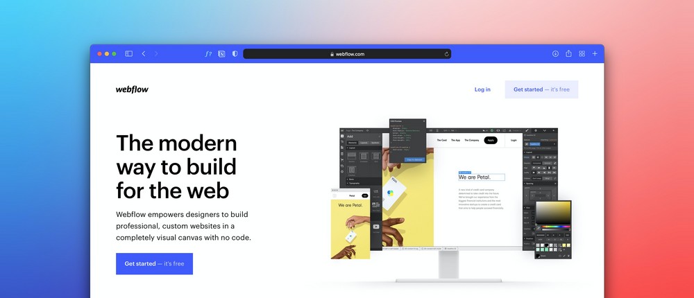 extrait de la plateforme webflow