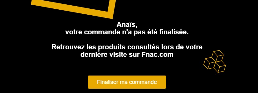 screenshot message panier abandonné sur le site de la FNAC