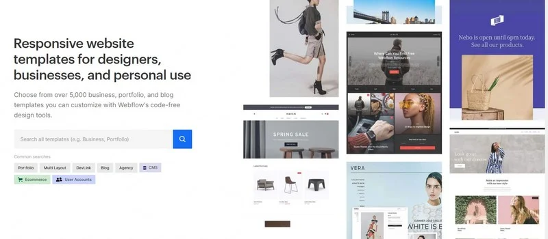 librairie de templates de webflow