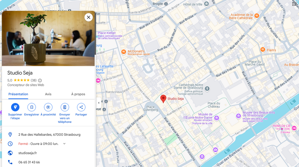 recherche google maps de l'agence studio seja
