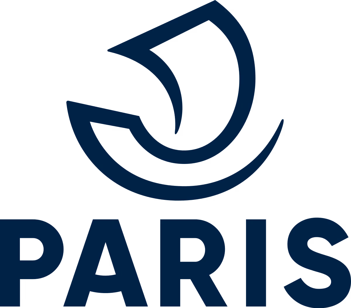 Logo de la ville de Paris avec un symbole abstrait au-dessus du texte.