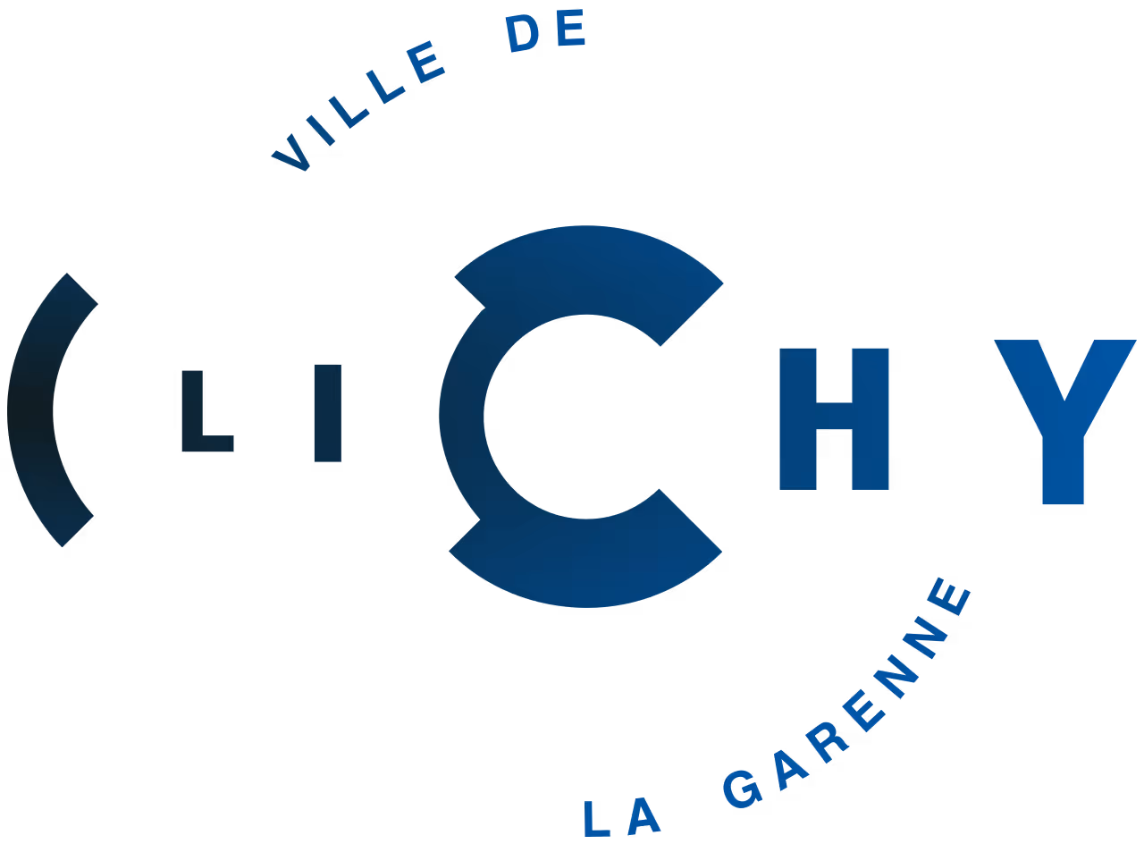 Logo de la ville de Clichy, La Garenne, avec le mot Clichy stylisé en bleu.