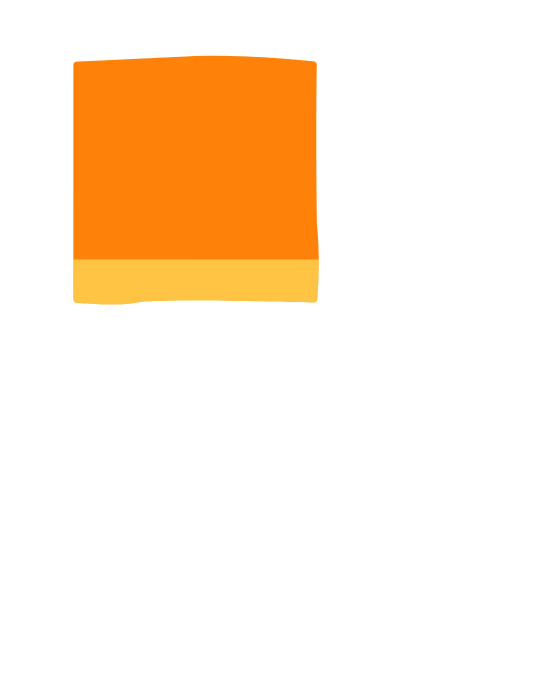 Icône carrée orange avec une bande jaune en bas représentant une application ou un widget.