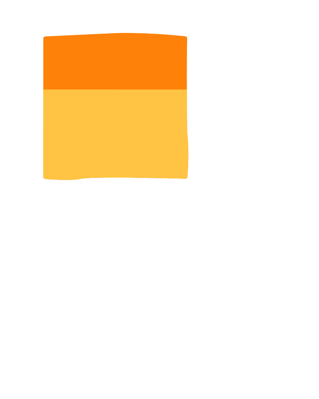 Icône carrée orange avec une section supérieure plus foncée et une section inférieure plus claire.
