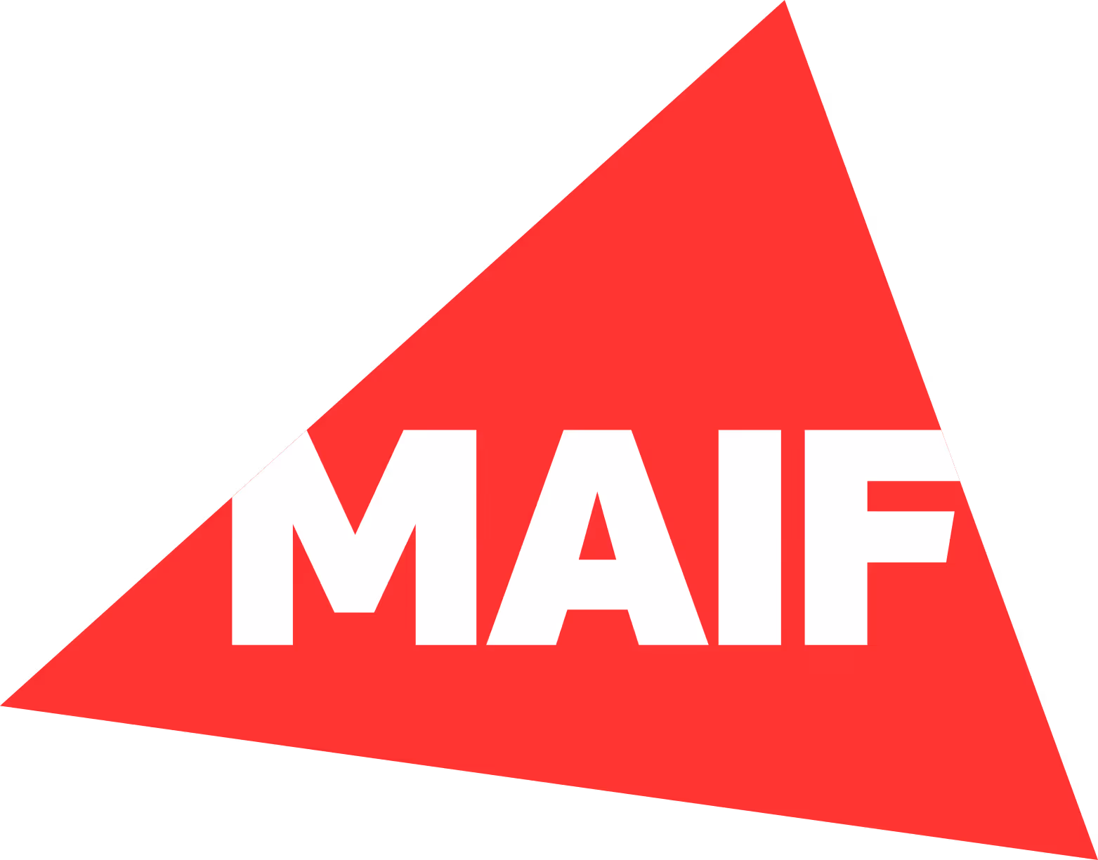 MAIF logo in white letters on a red triangular background.