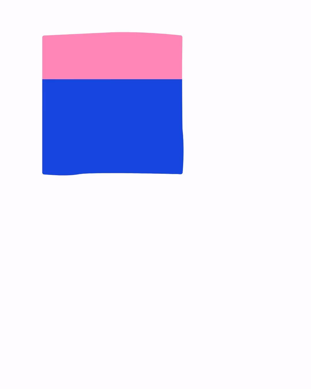 Carré divisé horizontalement en deux parties égales, rose en haut et bleu en bas.