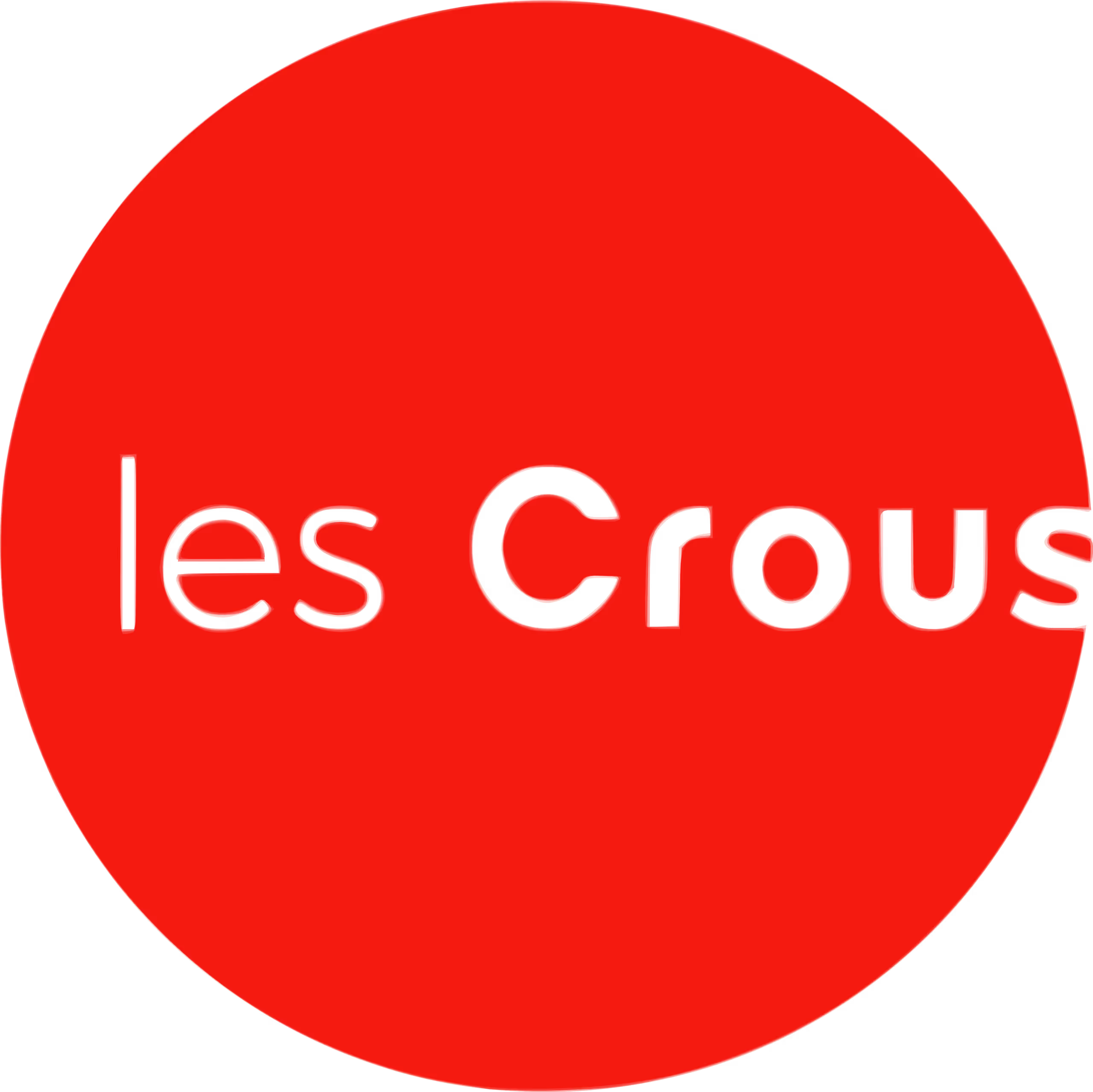 Texte 'les Crous' en noir sur un cercle rouge.