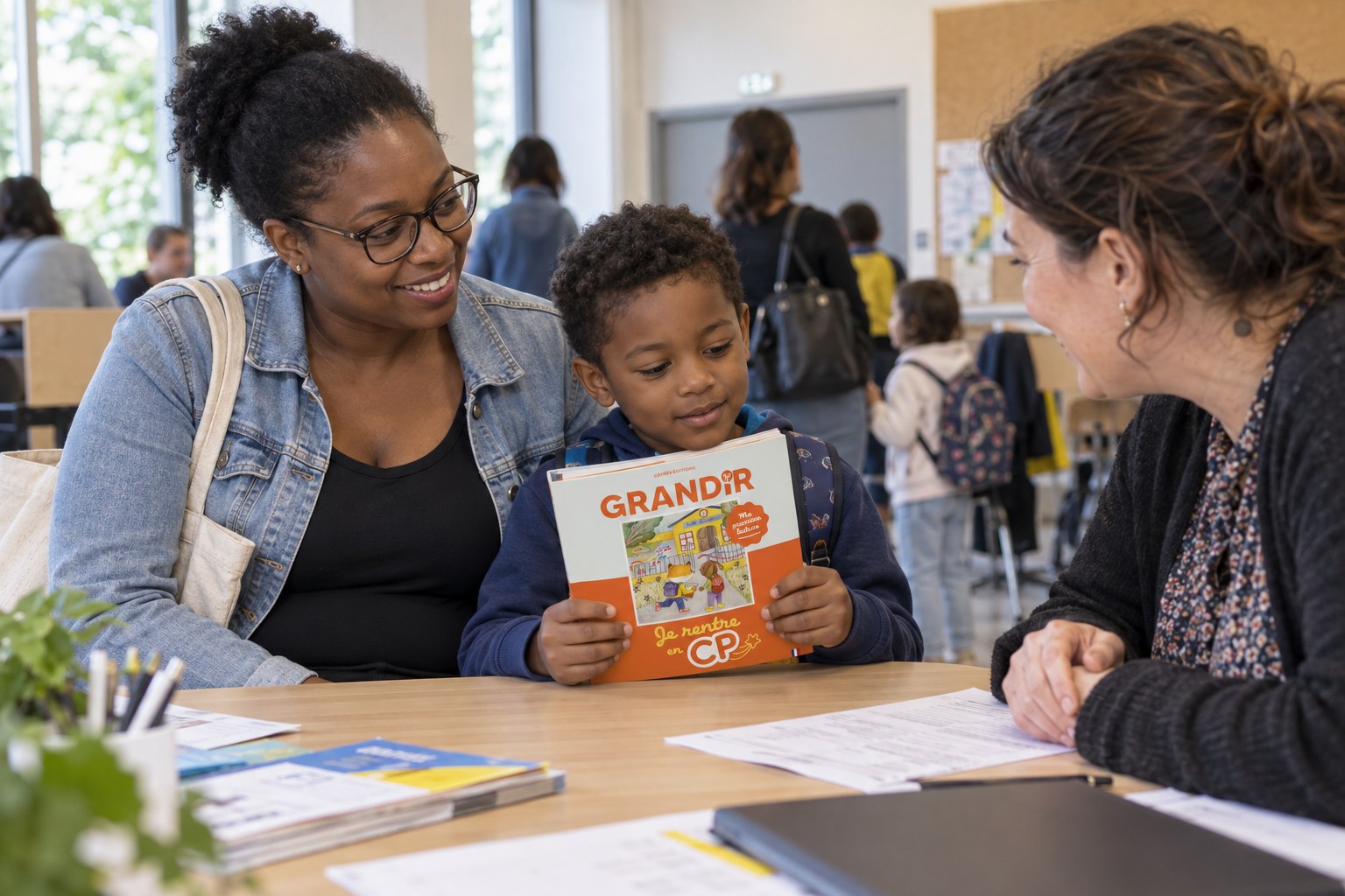 Présentation du guide Grandir à une famille au forum de rentrée.