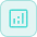 White stylized upward trending graph line on a teal square background.