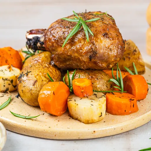 pieczona golonka z indyka z warzywami